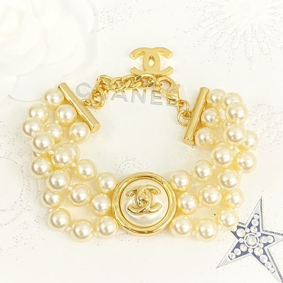 Chanel Three Layer Pearl Decor Bracelet