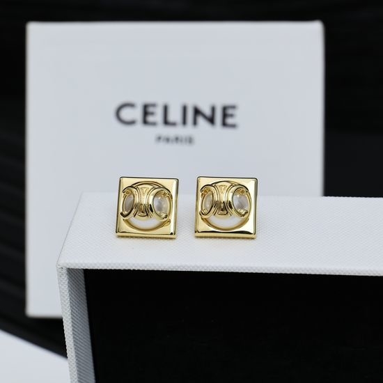 Celine Square Pearl Stud Earrings Simple Stylish Design