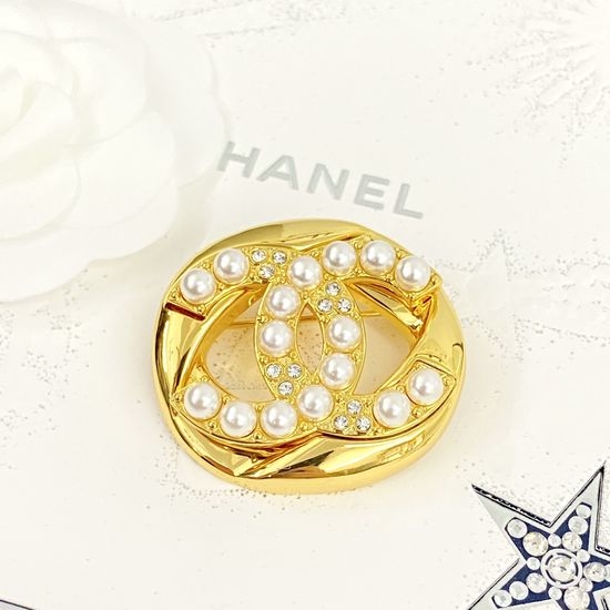 Chanel Hollow Square Frame Brooch Pearl Crystal