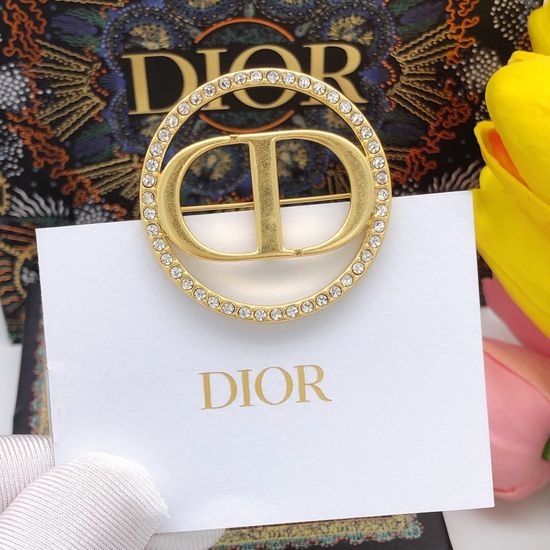 Christian Dior CD Rhinestone Jewelry Earrings Brooch Set