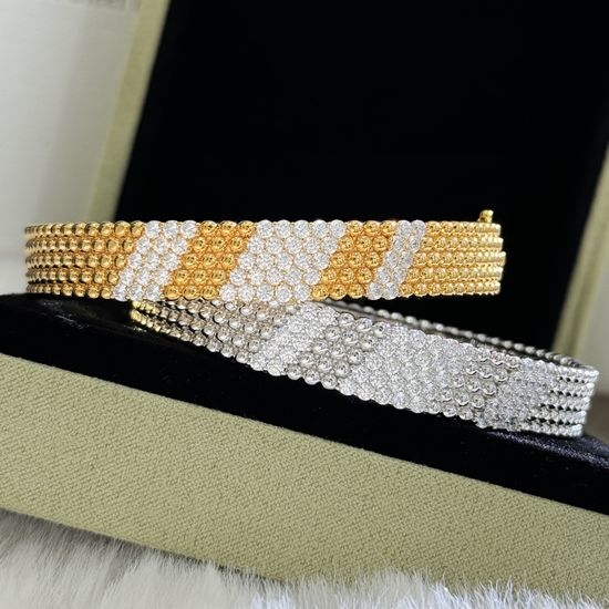 Van Cleef & Arpels VCA Triple Diamond Bead Bracelet in Silver