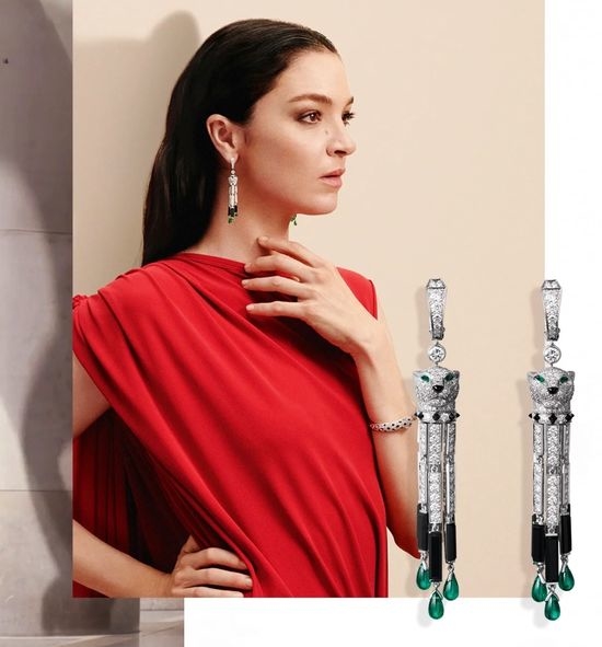 Cartier Black Onyx Leopard Tassel Earrings