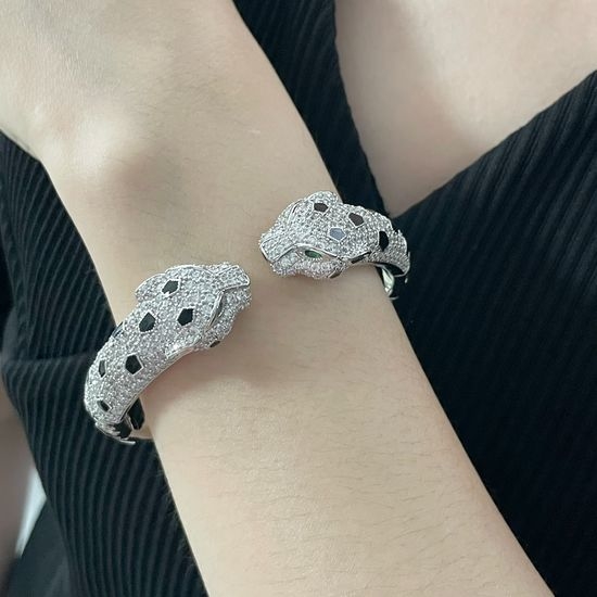 Cartier Double Spotted Leopard Bangle Fine Carved