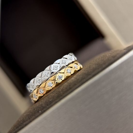 Chanel Quilted Half Diamond Ring Fine Jewelry