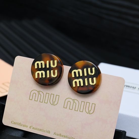 Miu Miu Tortoiseshell Acrylic Round Clip Earrings