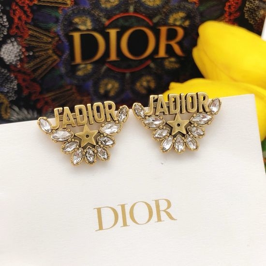 Christian Dior CD Star Marquise Metal Fashion Earrings