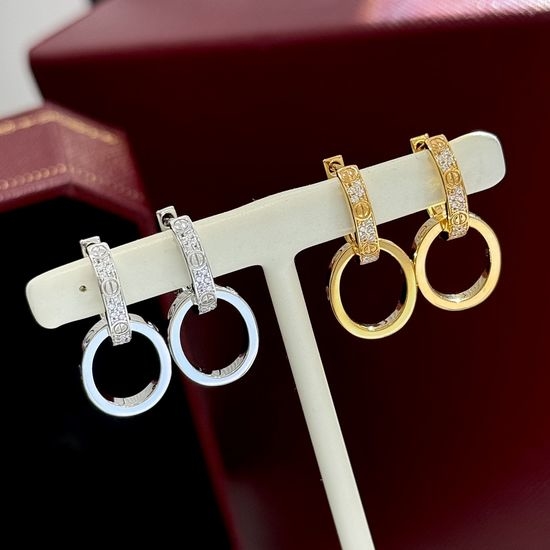 Cartier Classic Double Ring S925 Silver Stud Earrings