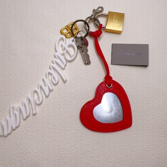Balenciaga Trendy Heart Mirror Pendant Keychain