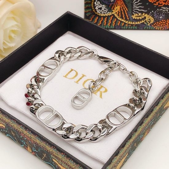Christian Dior CD Polished Silver Chain Bracelet