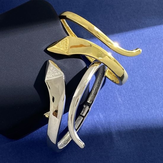 Prada Snake Shape Open Cuff Bangle Bracelet