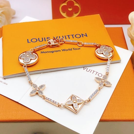 Louis Vuitton LV Rose Gold Diamond Brass Bracelet
