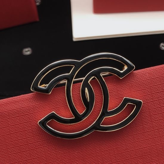 Chanel Hollow Enamel Black Brooch