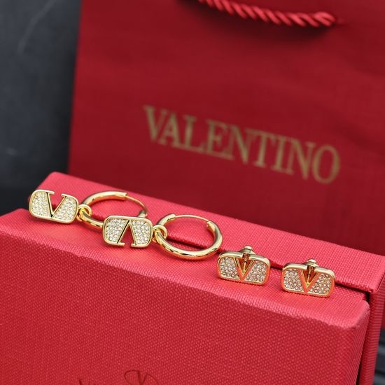 Valentino Rhinestone Letter Stud Earrings