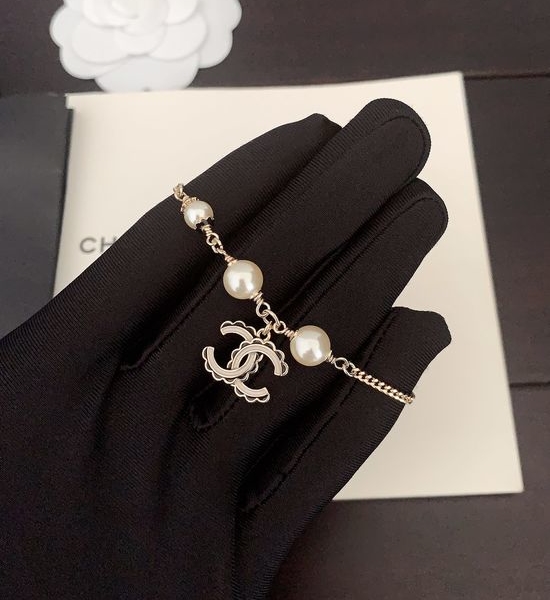 Chanel Black-Striped White CC Bracelet