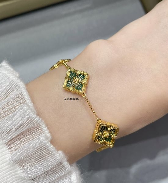 Bvlgari Five Flower Green Enamel Bracelet