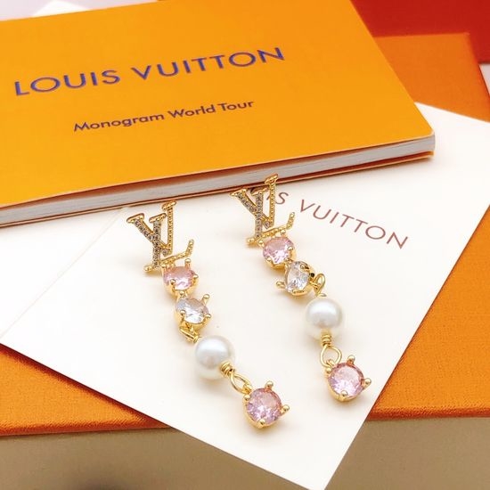 Louis Vuitton LV Pink Tassel Color Diamond Stud Earrings