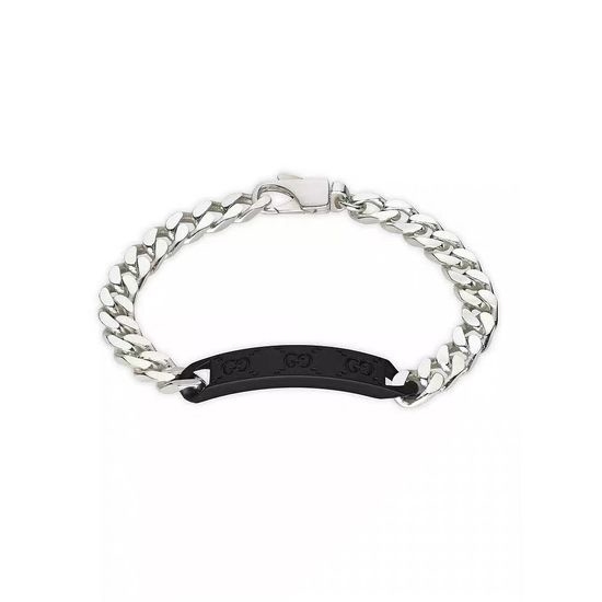 Gucci Black Gold Pendant Silver Bracelet