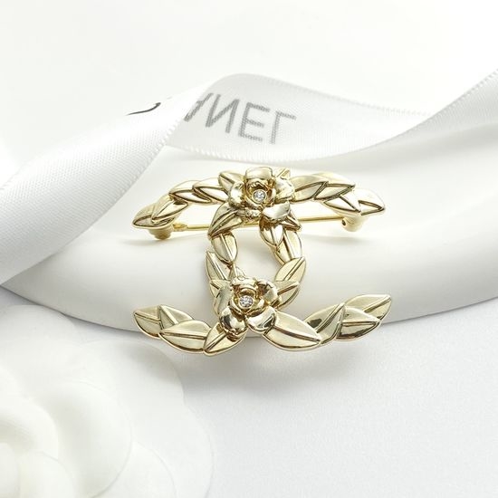 Chanel Light Gold Petal Brooch