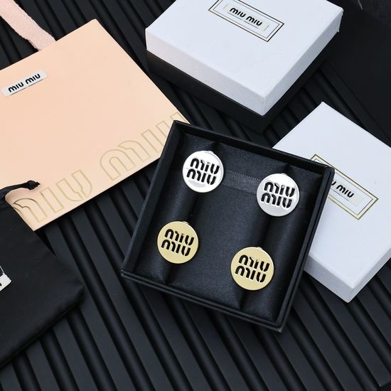 Miu Miu Hollow Round Disc Stud Earrings
