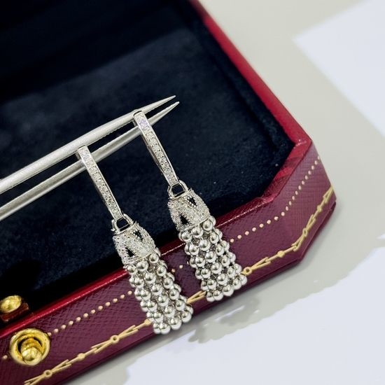 Cartier Enamel Bead Tassel Drop Earrings