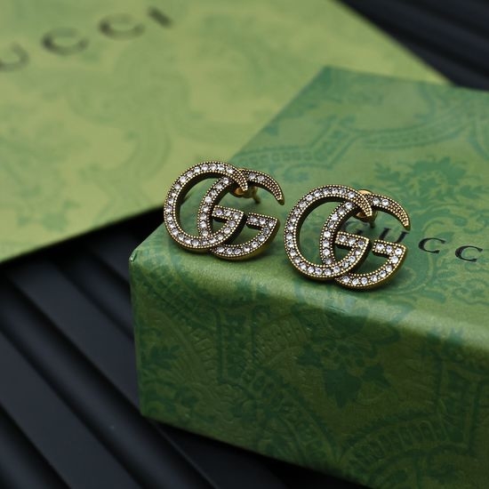 Gucci Rhinestone Letter Vintage Stud Earrings