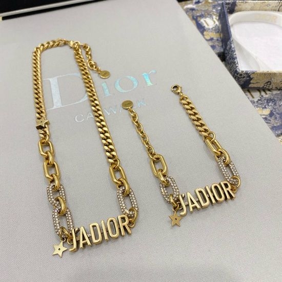 Christian Dior CD Star Pendant Brass Necklace