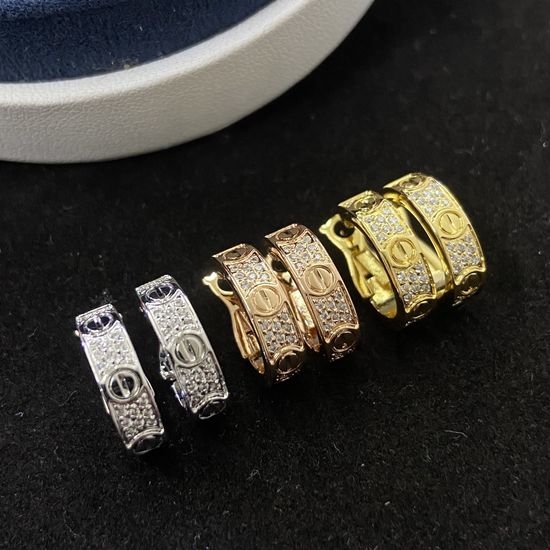 Cartier Three Row Diamond Stud Earrings