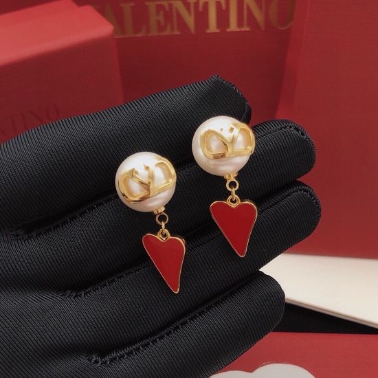 Valentino Pearl Pendant Heart Stud Earrings
