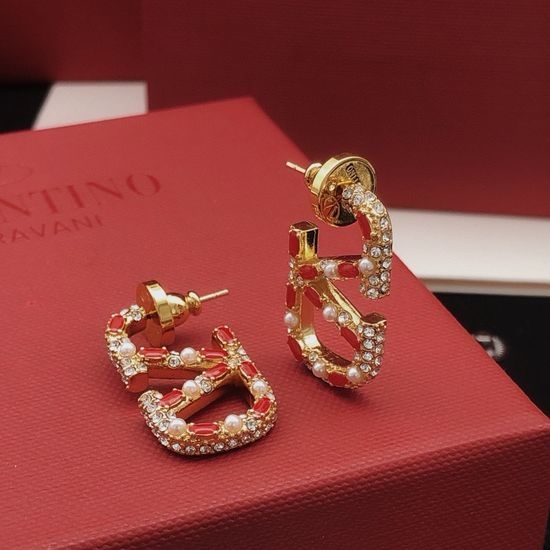 Valentino Red Marquise Diamond Stud Earrings