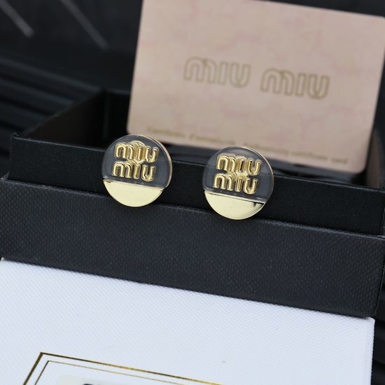 Miu Miu Acrylic Semi-transparent Gold Stud Earrings Graceful