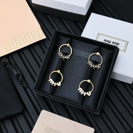 Miu Miu Minimalist Enamel Letter Hoop Earrings