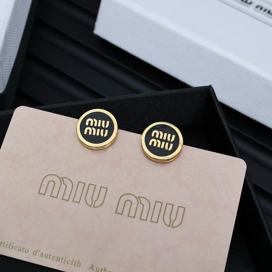Miu Miu Enamel Button Letter Stud Earrings