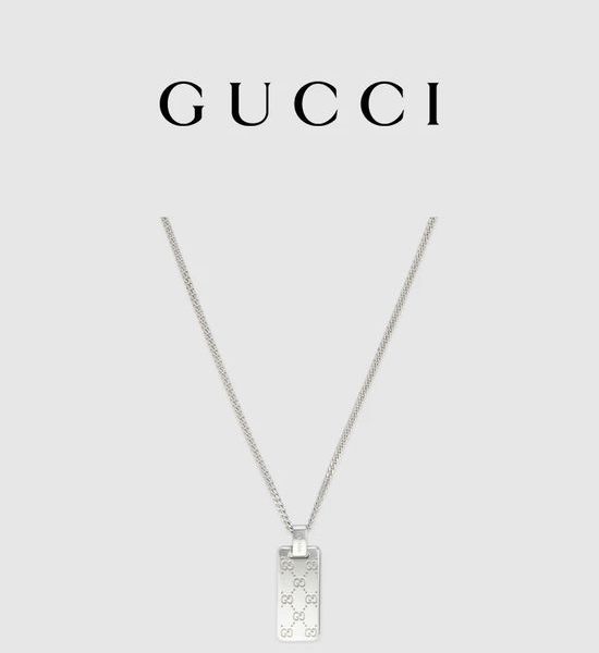 Gucci Two Tone Logo Pendant Necklace