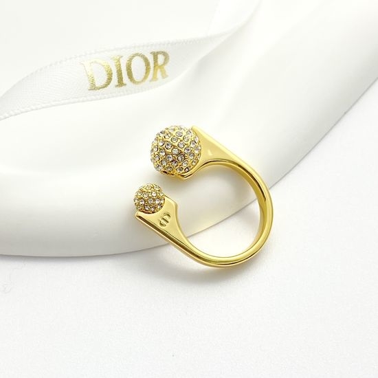 Christian Dior CD Diamond Beaded Open Ring