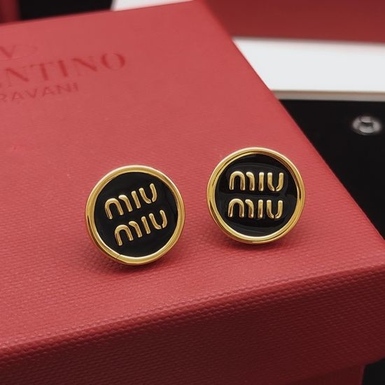 Miu Miu Classic Round Black Stud Earrings