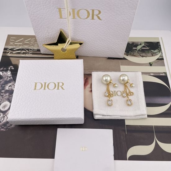 Christian Dior CD Diamond Tassel Stud Earrings