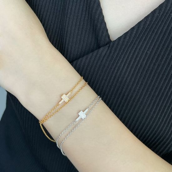 Tiffany & Co. Double T Diamond Inlaid Bracelet