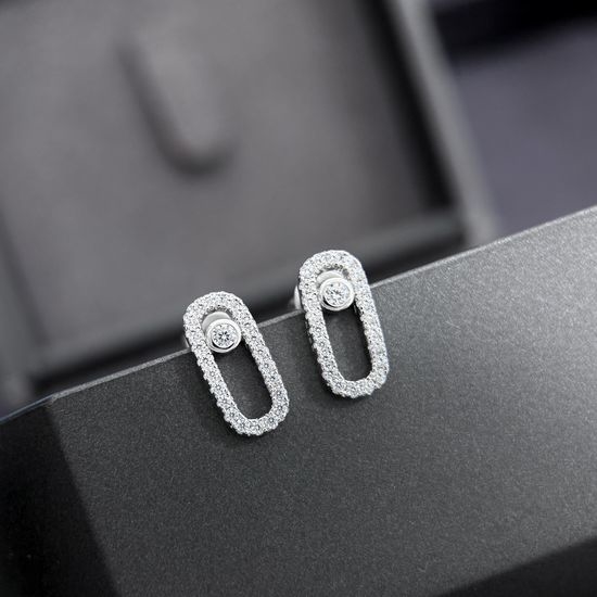 Messika Single Sliding Diamond Sterling Silver Earrings