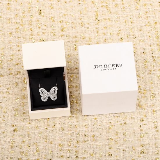 De Beers Customizable Butterfly Pendant with Real Gold