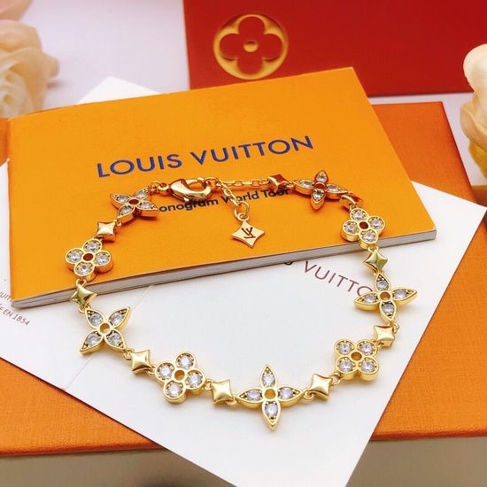 Louis Vuitton LV Gold Flower Diamond Inlaid Bracelet