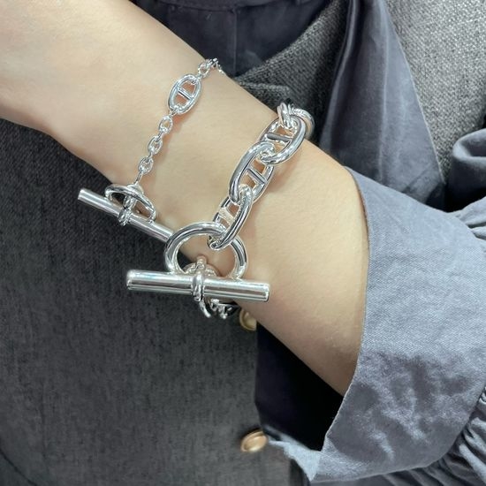 Hermes Gold Material Thick Chain Bracelet