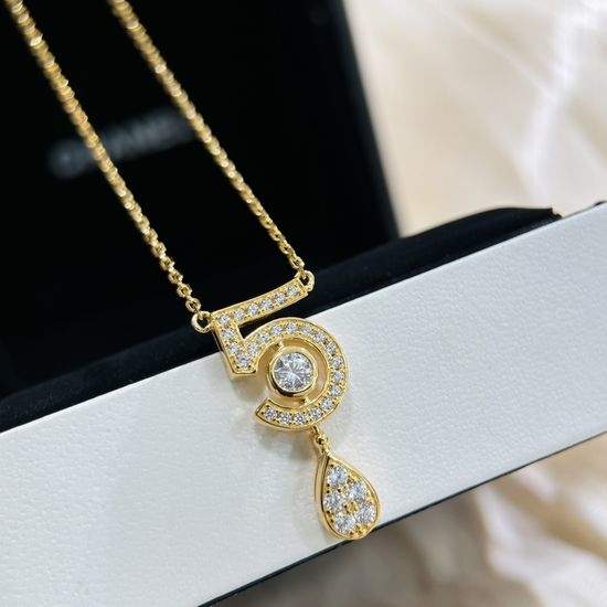 Chanel Logo Drop Pendant Necklace