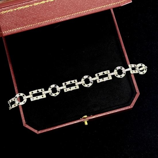 Cartier Enamel Full Diamond Bracelet in Silver
