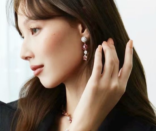 Van Cleef & Arpels VCA Red Diamond Floral Stud Earrings