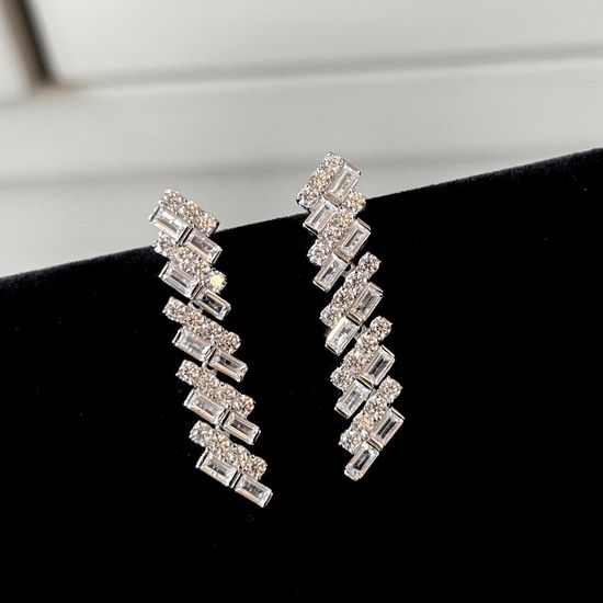 Cartier Sterling Silver Square Crystal Earrings