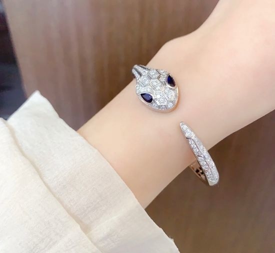 Bvlgari Blue Eye Full Diamond Snake Bracelet