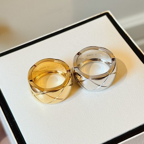 Chanel Sterling Silver Quilted Pattern Ring