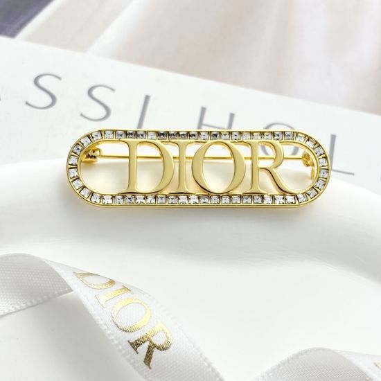 Christian Dior CD Rhinestone Surround Letter Brooch
