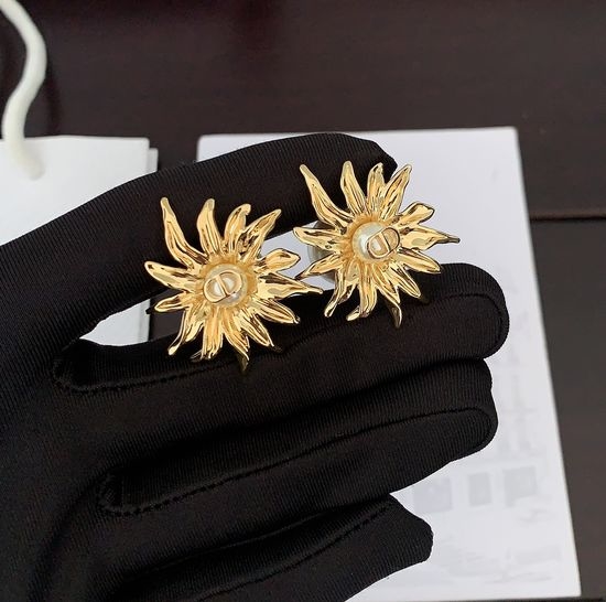 Christian Dior CD Large Flower Pearl Earrings