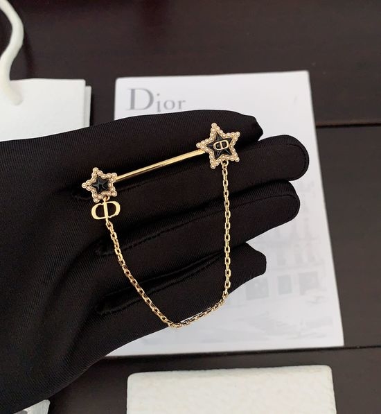 Christian Dior CD Black Star Safety Pin Brooch